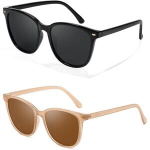 Women's A02 Floral Black Lens Trendy Square Stylish Polarized Sunglasses